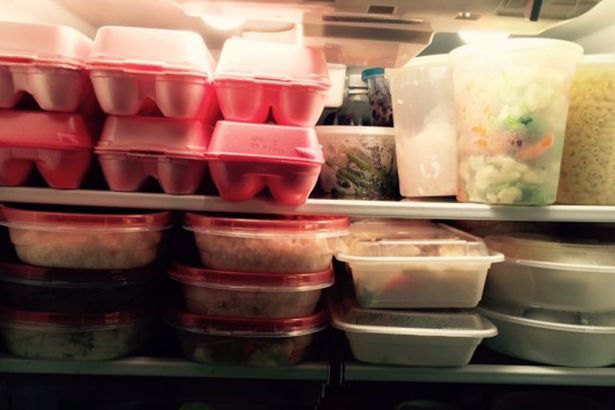 The fridge full of food - there was a lot of prep to do to eat like The Rock