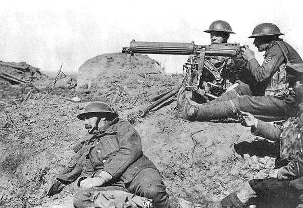 Machine guns were introduced to the masses during WWI.