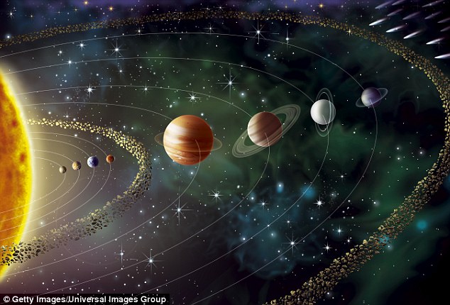 Mike Brown and the researchers at Caltech recently inferred the planet's existence based on orbital anomalies seen in objects in the Kuiper Belt, a disc-shaped region of comets and other larger bodies beyond Neptune, pictured in the artist's impression of the solar system