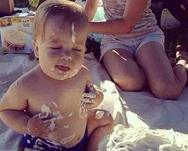 This kid who really loves cake:
