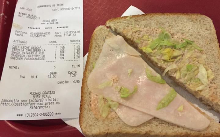 "Pathetic" sandwich at Ibiza airport
