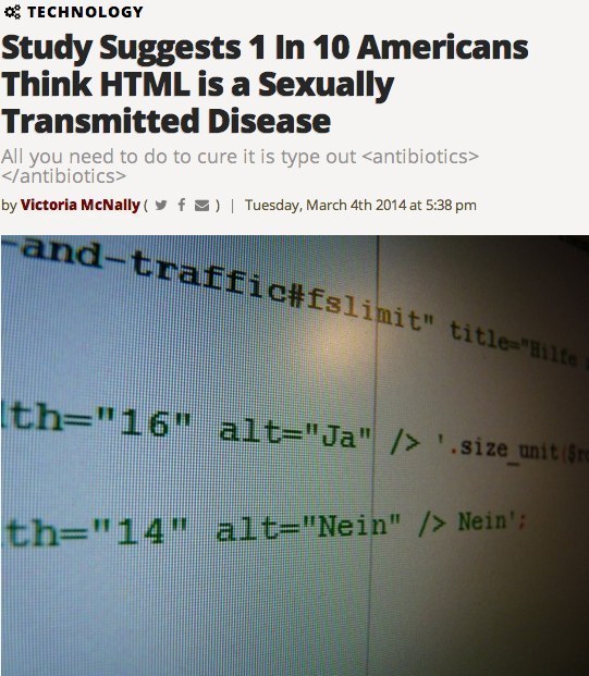 And everyone is afraid of HTML: