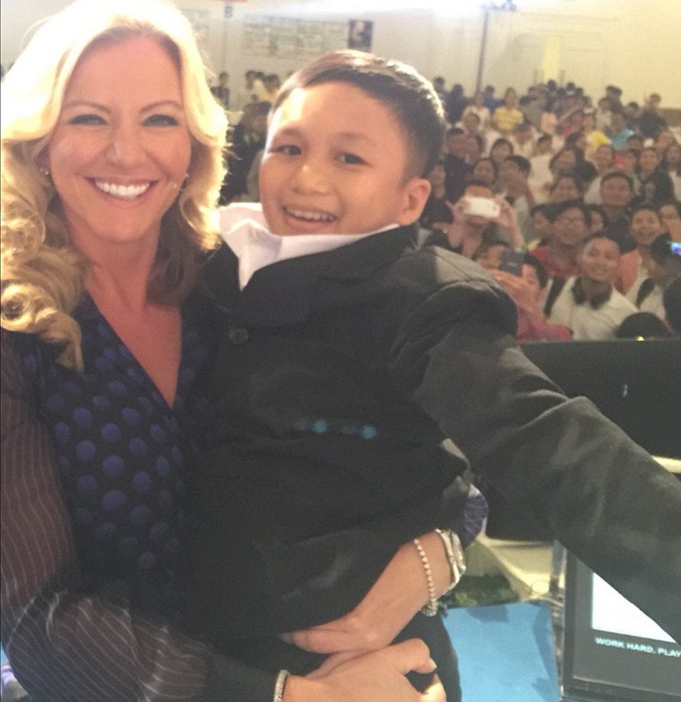 Michelle Mone, pictured, tweeted her shame: 'Thought this was a six-year-old, picked him up, he’s a MAN'