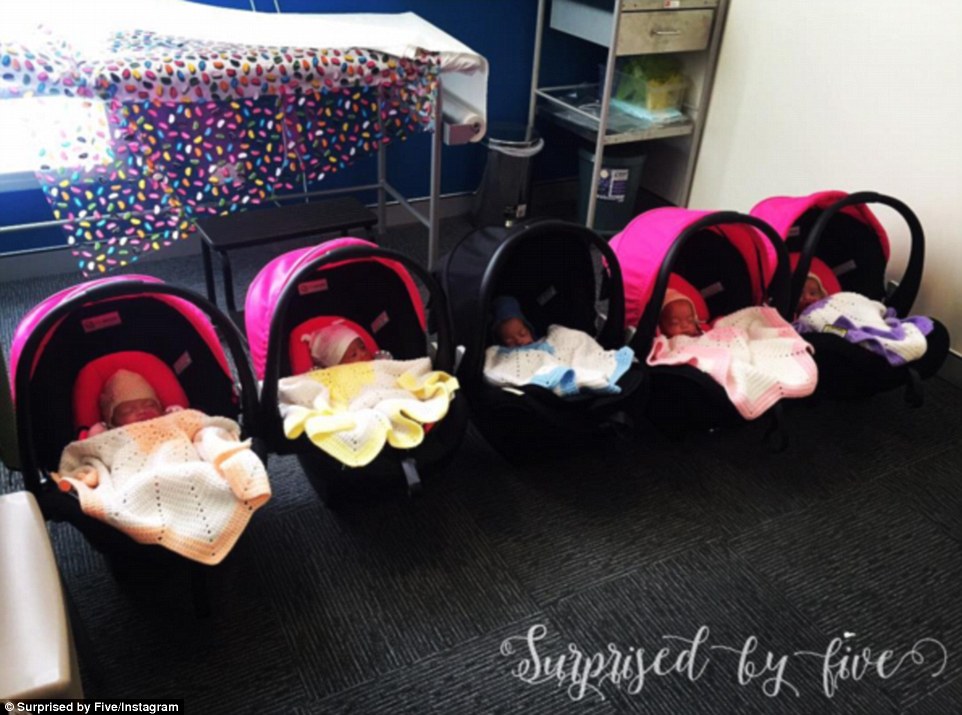 Precious cargo:  The babies were recently taken to a medical appointment, and Ms Tucci shared the effort that went in to getting them ready