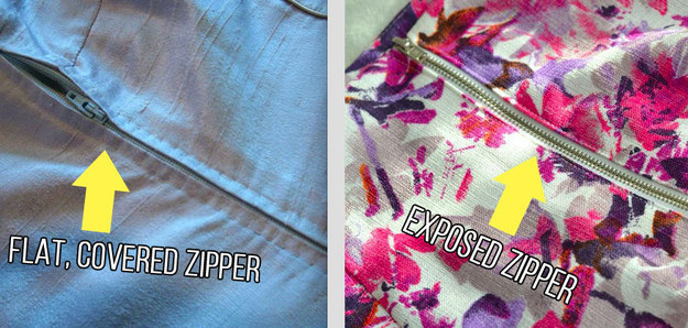 Avoid exposed zippers since they can be a sign of low quality.