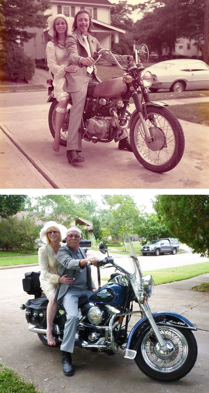 Couple Celebrates 40th Anniversary By Recreating Their Wedding Pics From 1975