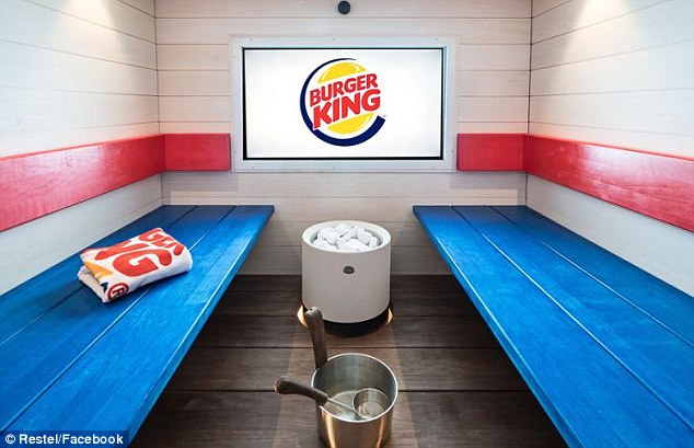 Burger King has unveiled an in-house sauna in Finland so diners can sweat off the calories of a Whopper while eating it