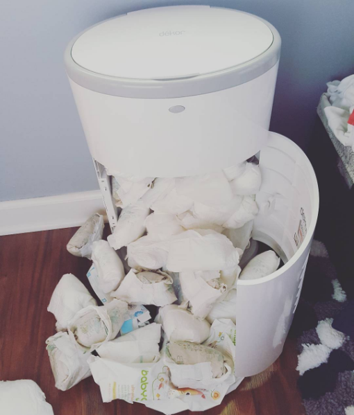 The parent who learned the hard way that they forgot to replace the bag in the diaper pail: