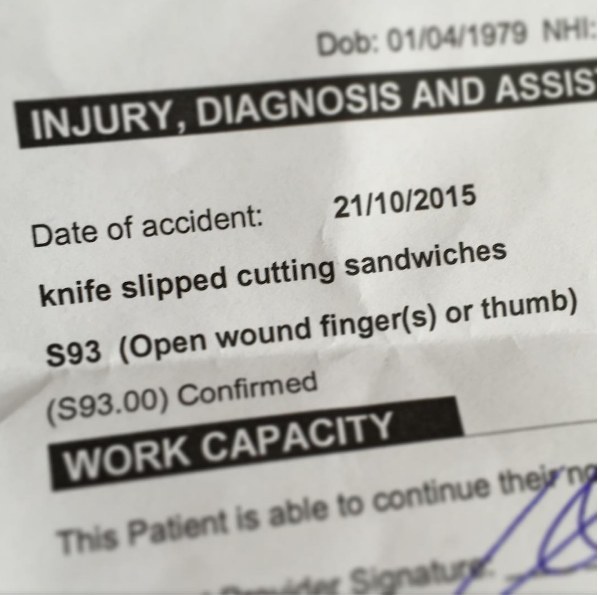 The dad who suffered this injury in the line of parenting: