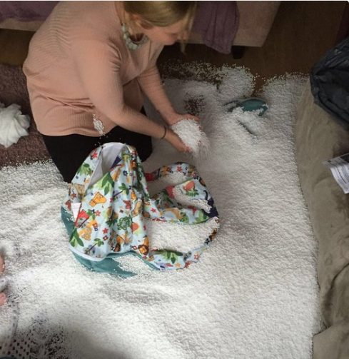The parent whose kid opened the beanbag and made this mess:
