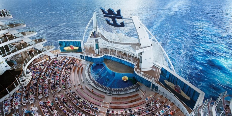 23 pools, 20 restaurants, a theatre, casino, hospital, and jail are just some of the amenities found in the ship.