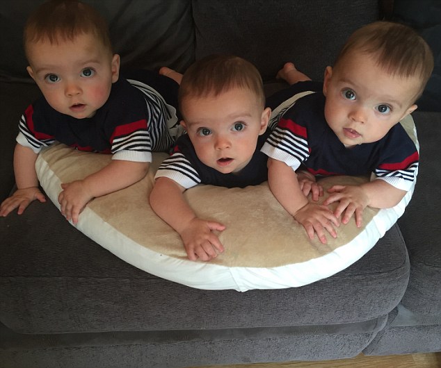 The triplets get through around 130 nappies a week between them and four packs of baby wipes, while a pack of formula lasts about two days and the washing machine is run around three times a day