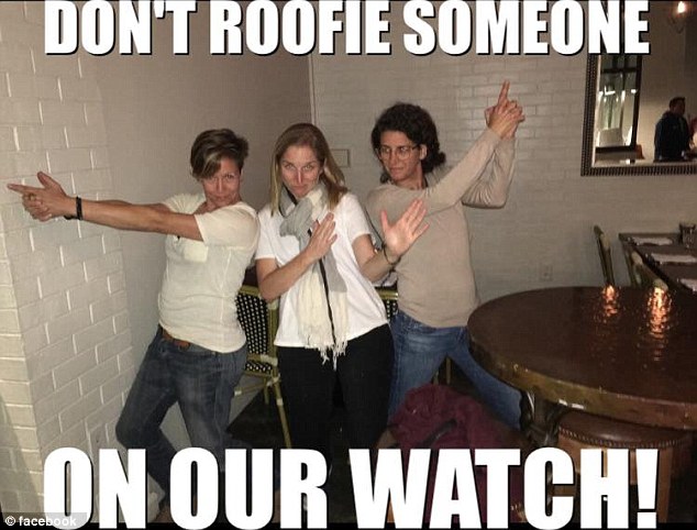 Good Samaritans Sonia Ulrich (center), Marla Saltzer (right) and Monica Kenyon (left) later wrote about the incident in a Facebook post, and created this meme of themselves which has been shared more than 110,000 times online 