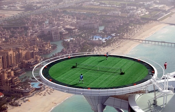The world's tallest tennis court. 