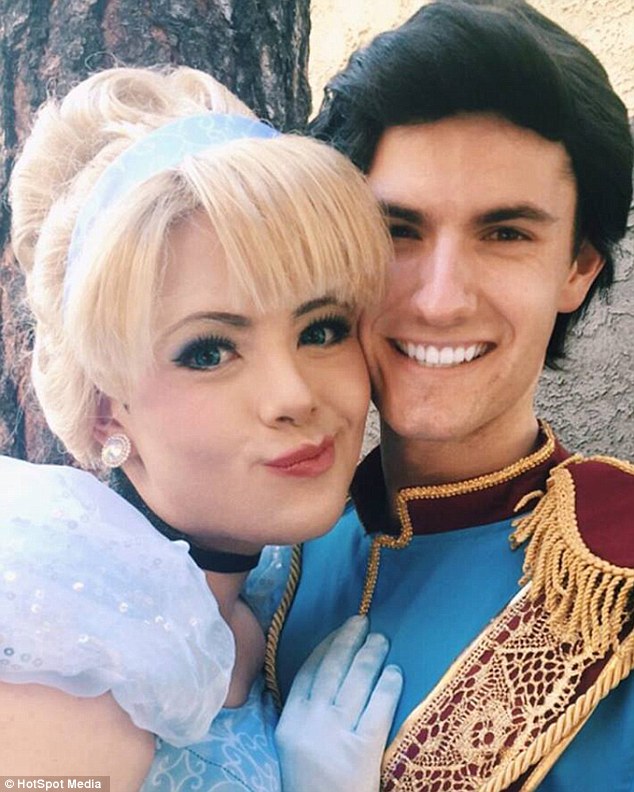Blossoming: It wasn't until Richard lost 6st 11lb in his senior year at high school, then aged 18, that he started discovering his self-confidence (above, dressed as Cinderella, pictured with a fellow cosplayer)