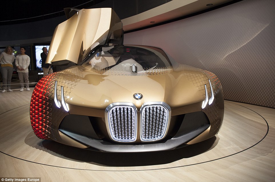 A vision of the future? BMW's concept car is low to the ground, with LED lights and dazzling paint job