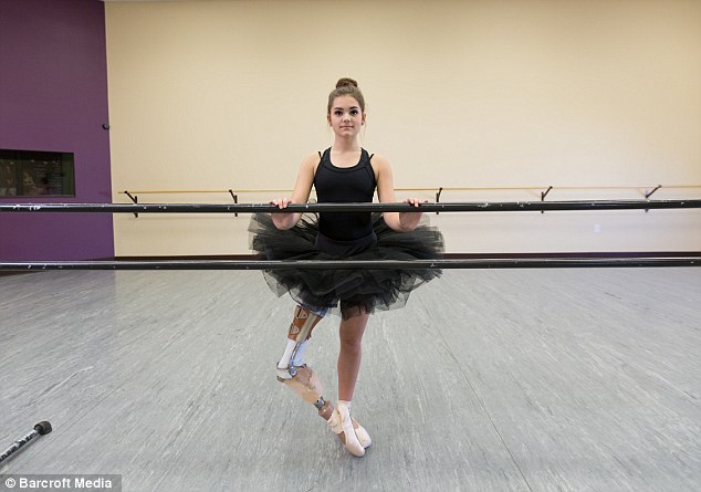 Amazing: But thanks to a groundbreaking operation, in which her foot was attached to what remained of her leg, five years later she is back on her toes - and dancing competitively 