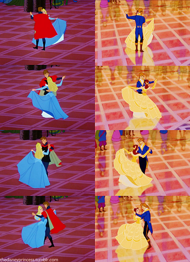 Belle and the Prince's final dance in "Beauty and the Beast" is actually just a reanimated version of Princess Aurora and Prince Phillip's dance in "Sleeping Beauty."