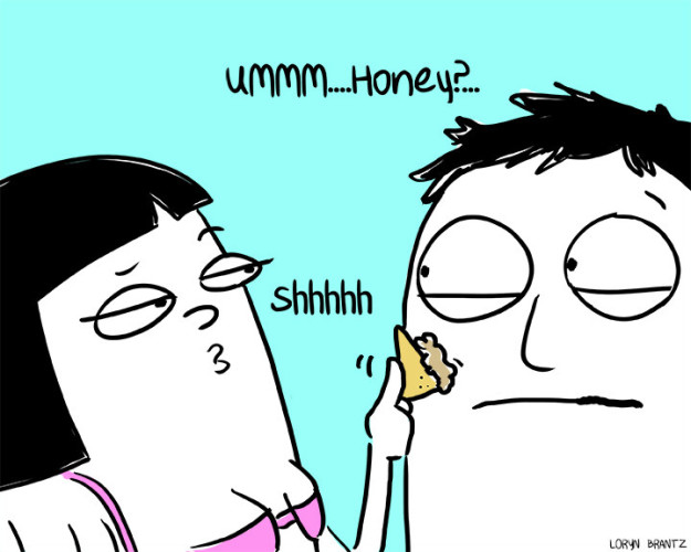 Maintain eye contact – gently press the chip to his face (hummus side down of course).