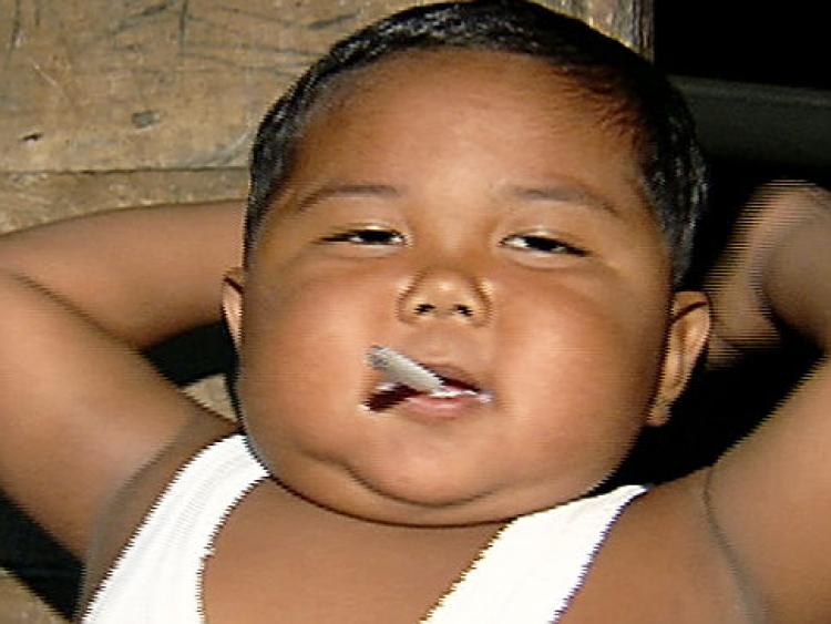 Smoking baby Ardi Rizal has kicked the habit.