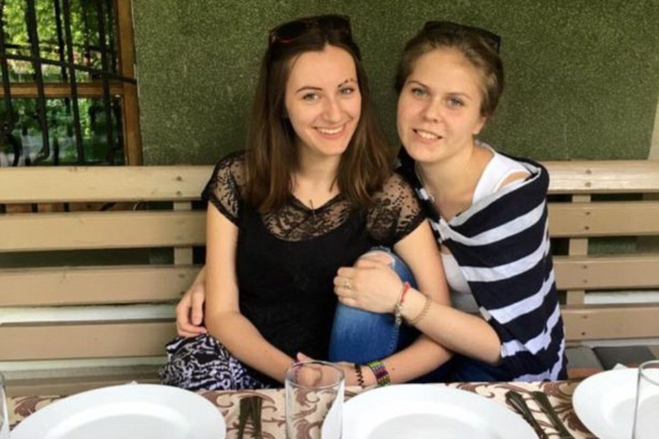 Victoria (right) was walking with her friend Polina Serebryannikova (left), 22, when she was struck by the careering lorry on Thursday night