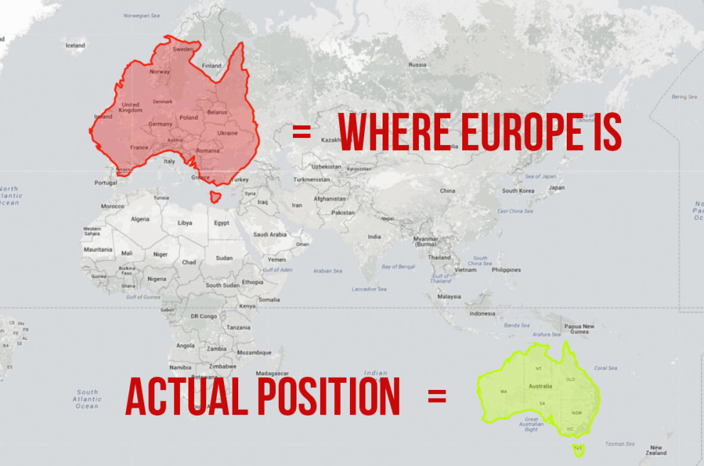 People often forget how big Australia is because it's so far away from other land masses. Here's what happens when you move it over Europe.