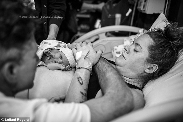 Intimate: A series of photographs, pictured,  show the incredible moment a newborn baby finds her way to first feed unaided