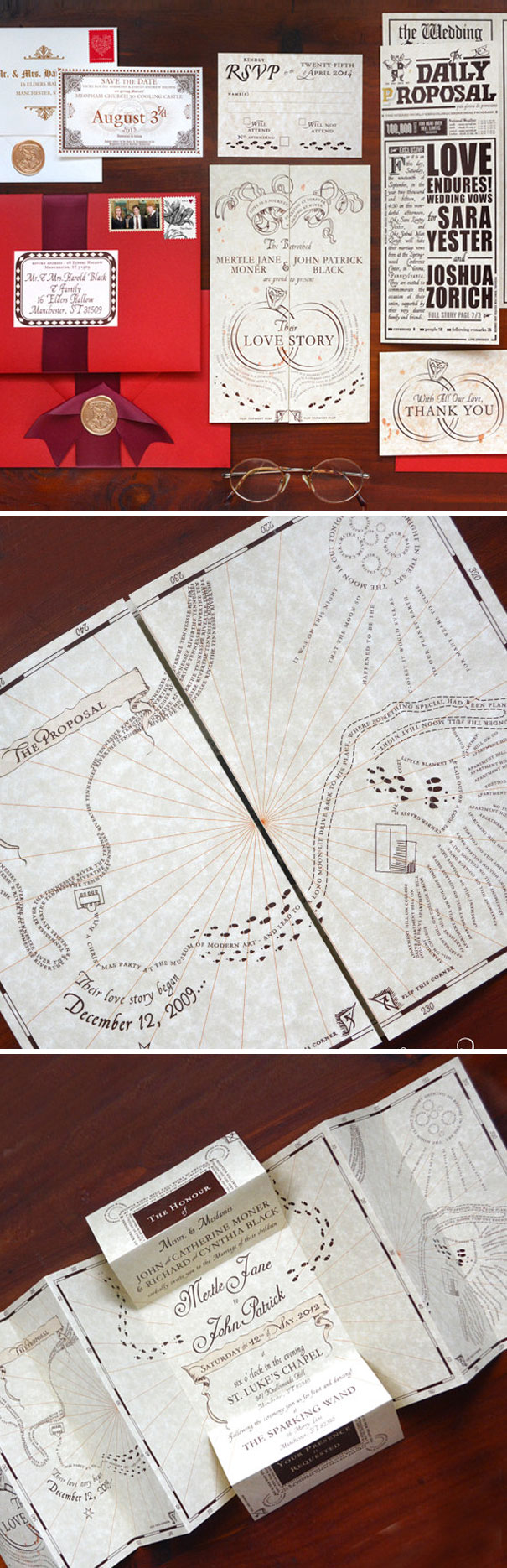 Wedding Invitations As The Enchanting Map From Harry Potter