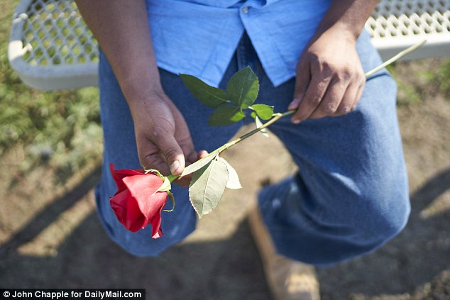 Because the couple are not allowed to be in contact, as a sign of his love and commitment, Peterson left a rose for Mares on the bench at the park in Clovis where the couple first expressed their love for each other.