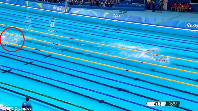 'Overweight & embarrassingly slow': Twitter went into meltdown as the swimmer fell behind his competitors almost immediately and ended the race half a length behind