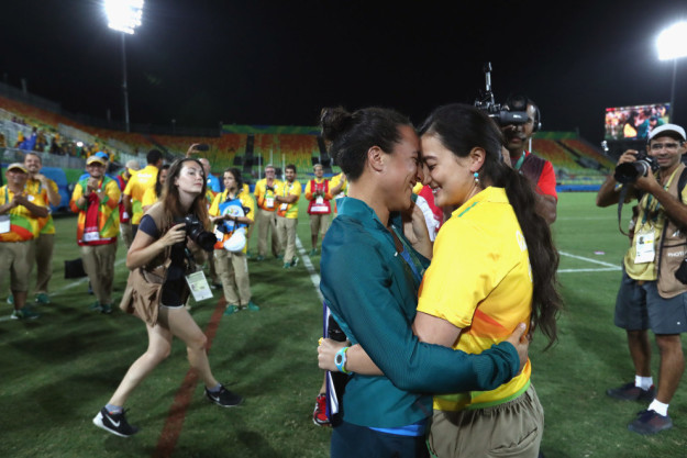 Last week in Rio, volunteer Marjorie Enya proposed to her girlfriend, Brazilian rugby player Isadora Cerullo.