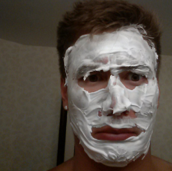 This picture of USA swimmer Nathan Adrian shaving his ENTIRE face before a meet: