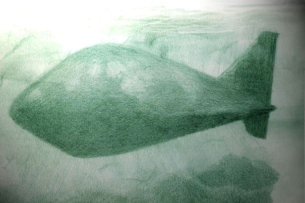 An artist's impression of an unidentified submerged object