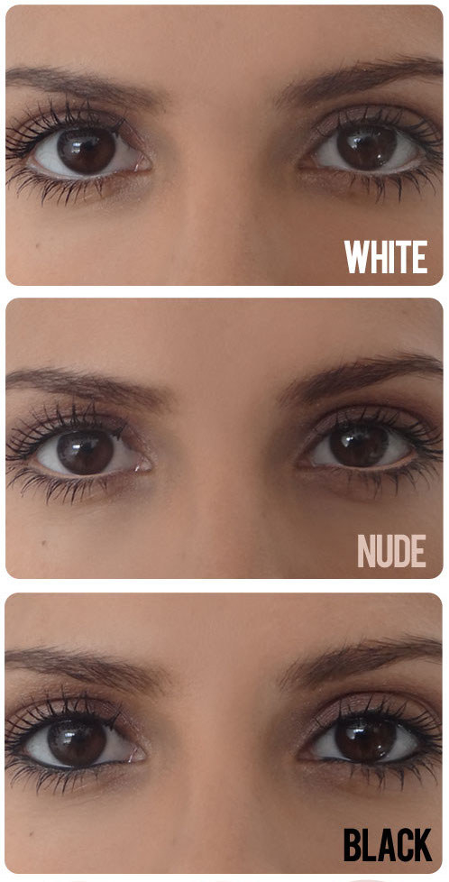 Tightline your eyes with white, nude, and black to "change" the shape of your eyes.