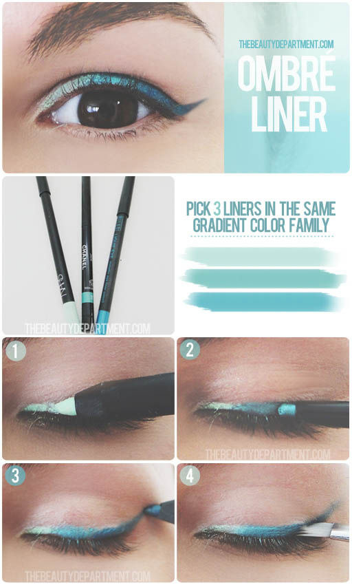 For an easy ombré liner, use three liners from the same gradient color group and apply them horizontally.