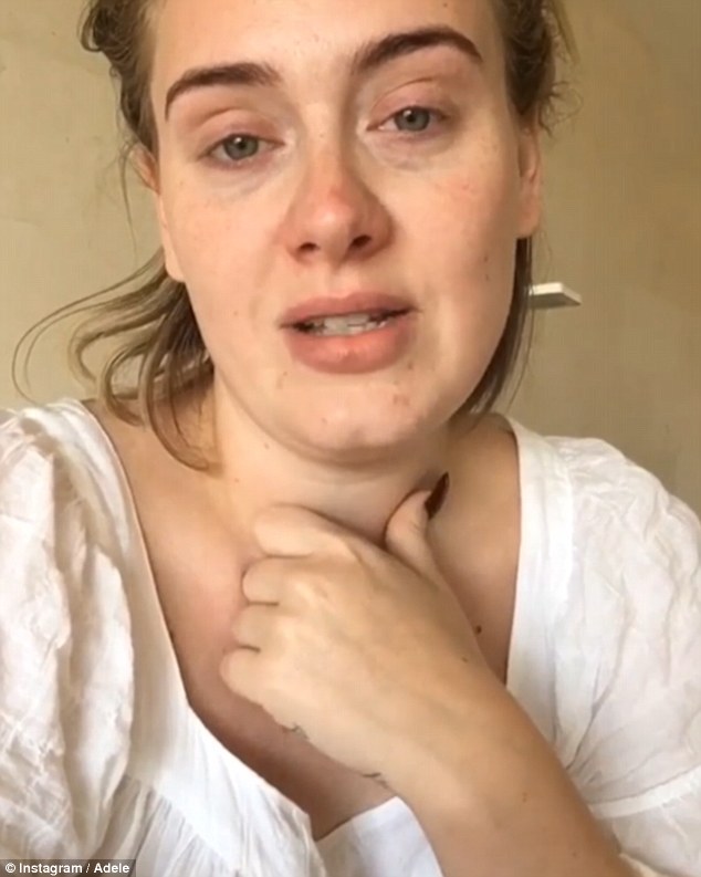 Video message: Make-up Adele uploaded a video on Wednesday in which she broke the bad news she was cancelling her evening's performance due to a bad cold