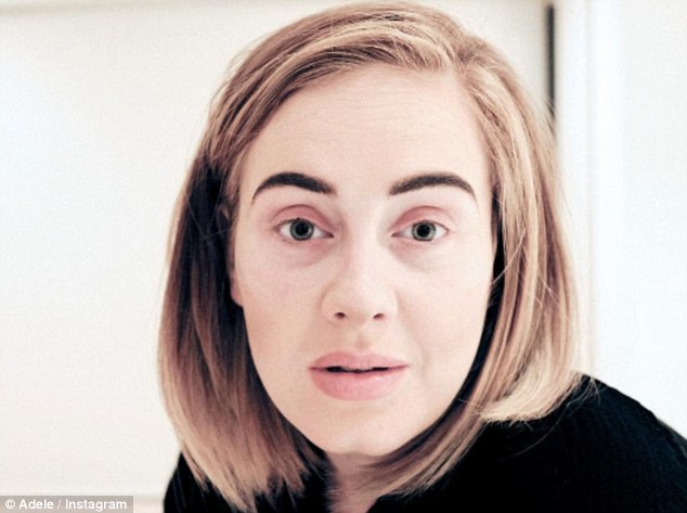 Beautiful: Adele, 28,  shunned her trademark eyeliner in favour of the au natural look as she shared a series of make-up free snaps on Instagram on Wednesday