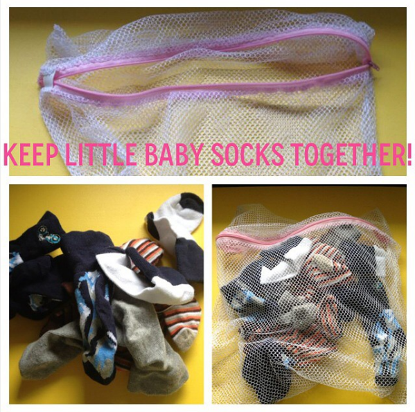 Wash baby socks together in a laundry bag so you never lose another one again.