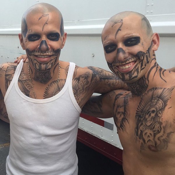 Jay Hernandez With His Stunt Double On The Set Of Suicide Squad