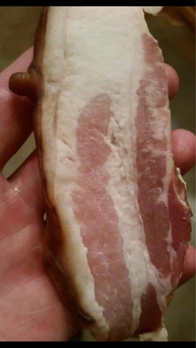 This bacon that still has the nipple on it.