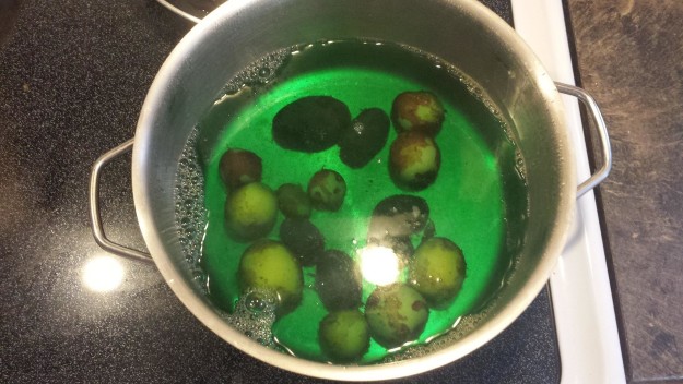 These purple potatoes that turned the water bright green when boiled.