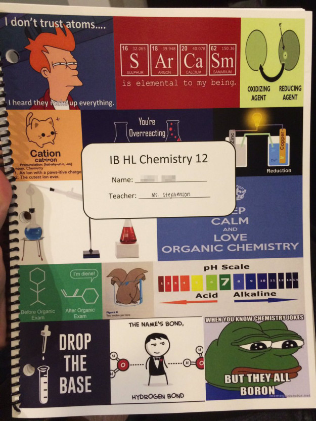 The chemist who made this the cover for their students' workbooks.
