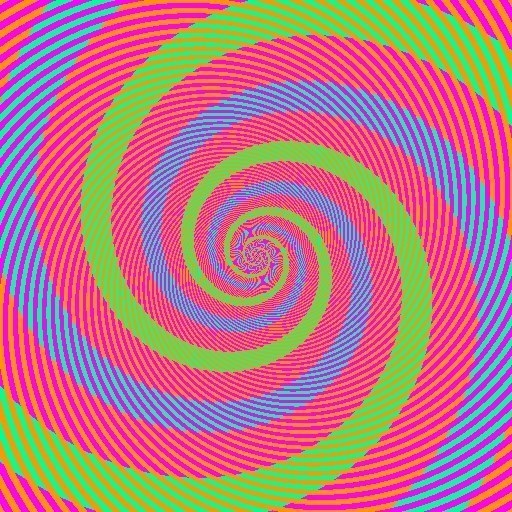 And the blue and green spirals are actually the same color.