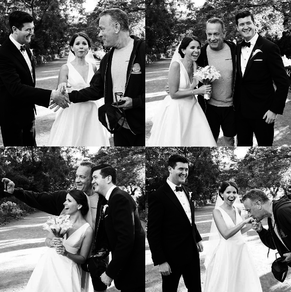 準新人公園拍婚紗被「慢跑的湯姆漢克斯」亂入拍超多張，結果得到「有史以來最溫馨的傳奇婚紗照」！