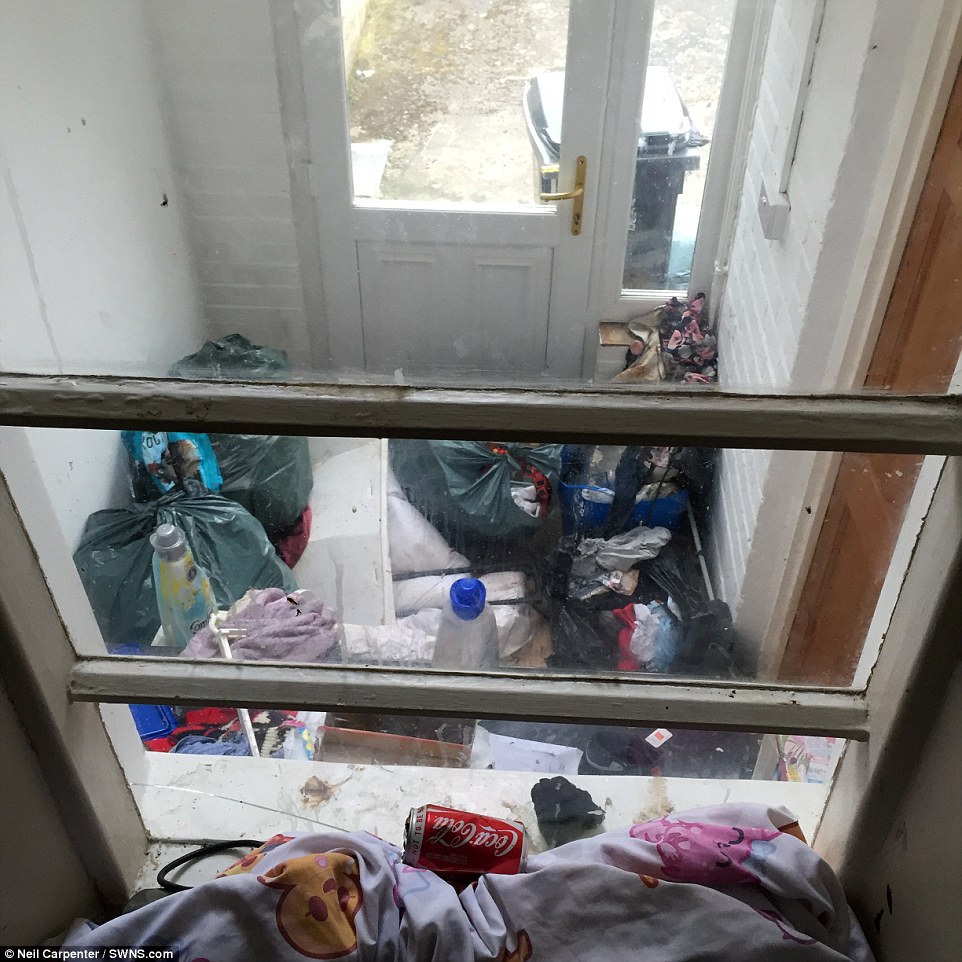 As well as dumping litter in the garden of the two-bedroom terrace home, bags of rubbish covered the hallways