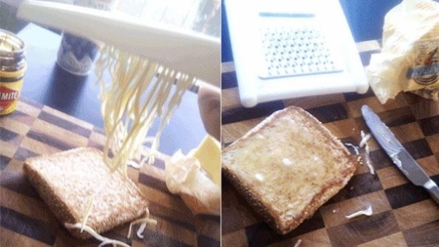 How to use a cheese grater to grate your butter if it's too hard: