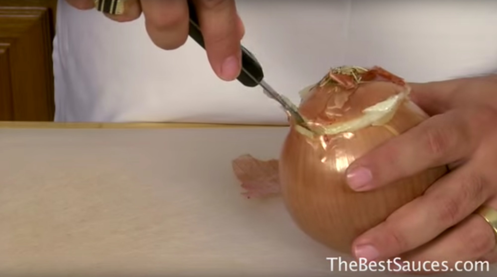 You'll have to do this before you start peeling the onion.