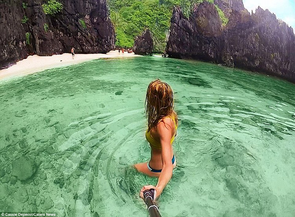 Having a passion for travel, the bubbly blonde started to plan for the trip of a lifetime - Expedition 196 - on her 25th birthday (pictured above in El Nido Palawan, Philippines)