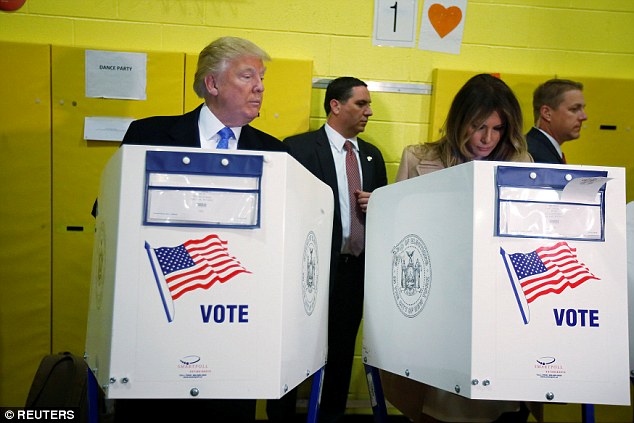 The Trumps were met by some boos as they arrived at the polling station in the typically Democratic stronghold of Manhattan