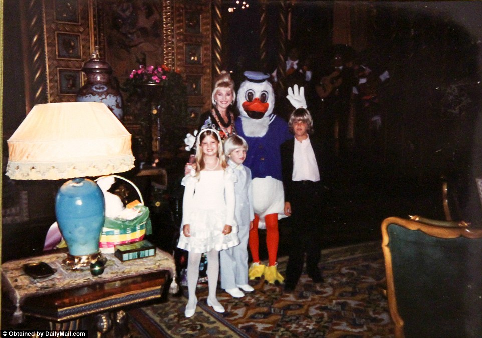 The kids and Ivanka have a visitor: It's Donald all right -  but this is Donald Duck ( and no, it's not Trump in the costume)